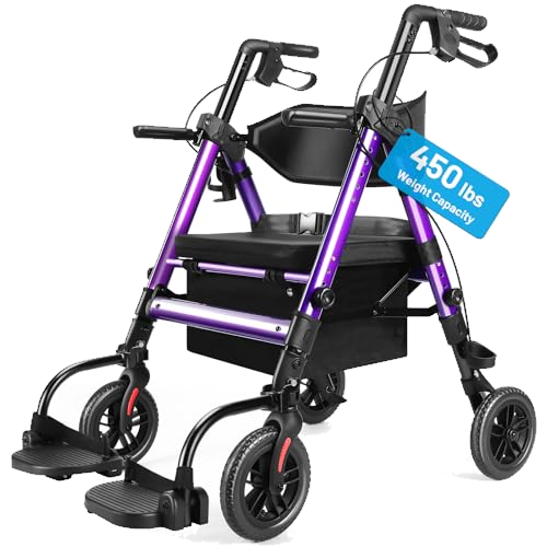 Heavy Duty Rollator Walkers for Seniors with Seat